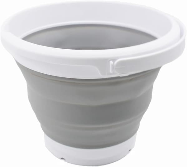 Hopfällbar hink (vit/grå, 5L - rund)