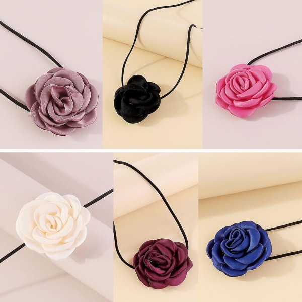 Vakker Rose Choker Halskjede - Trendy og fasjonabelt tilbehør for kvinner Black