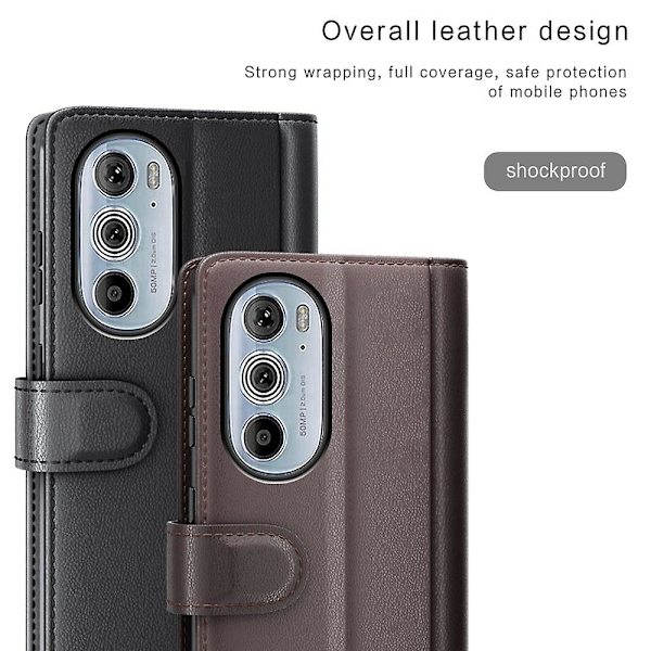 För Motorola Edge 30 Pro Telefonplånboksfodral Delat Äkta Läder Ställfunktion Magnetiskt Flipskydd