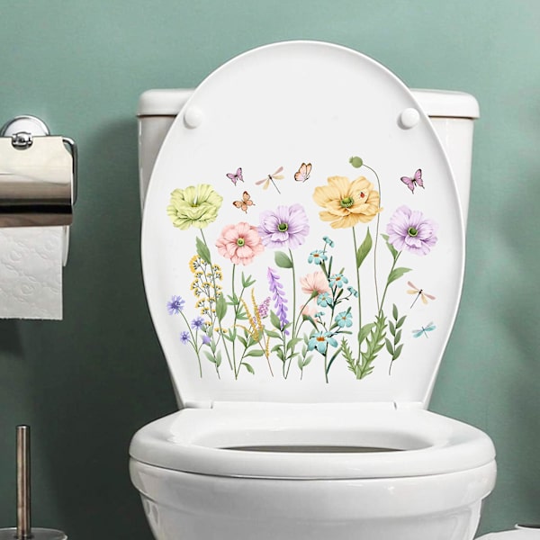 WC-tarra Eloisa Kukka Perhonen Helppo Kiinnittää Pitkäkestoinen Tarttuvuus Haalistumaton WC-koriste Tarra