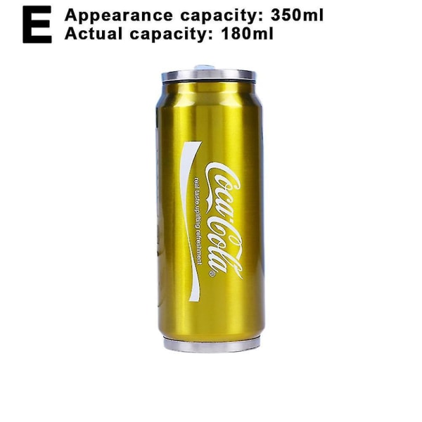 350 ml/500 ml Coca Cola-mugg, varm och kall isolering, 304 termos i rostfritt stål, gigantisk koksvattenflaska, Custom Car Tra Actual Capacity 180 Ml Gold