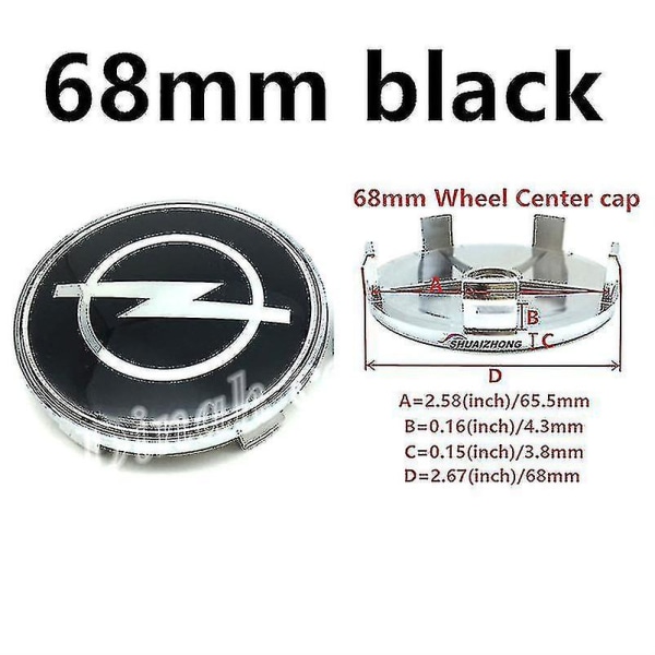 4kpl auton pyörän navan keskikorkit 56mm 59mm 60mm 64mm 68mm cover Opel Mokka Insignia Zafira Corsa Tigra Badg 4pcs 68mm Black