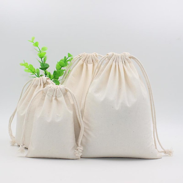 Grand Quality Cotton Small Drawstring Pouch Home Large Capacity Storage Bags Big Size Food Bread Portable Sacks