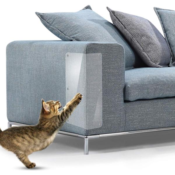 Kradsemøbler til katte, 2 stk. Klar Premium Kraftig Fleksibel Vinylbeskytter Hund Kat Kløbeskyttere Med Stifter Til Beskyttelse Af Dine Polstrede Møbler