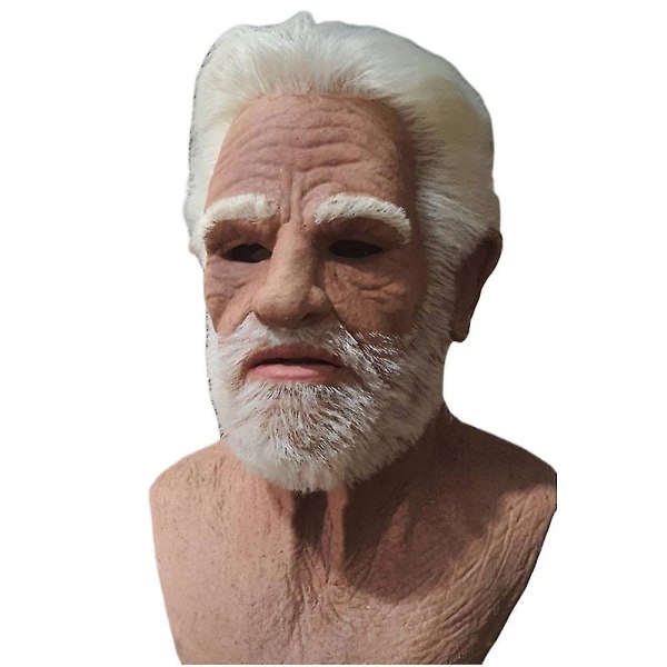 Old Man Face Cover Latex Realistic Mask, Halloween Creepy Wrinkle Old Person Mask Vuxen Fancy Dress Kostym