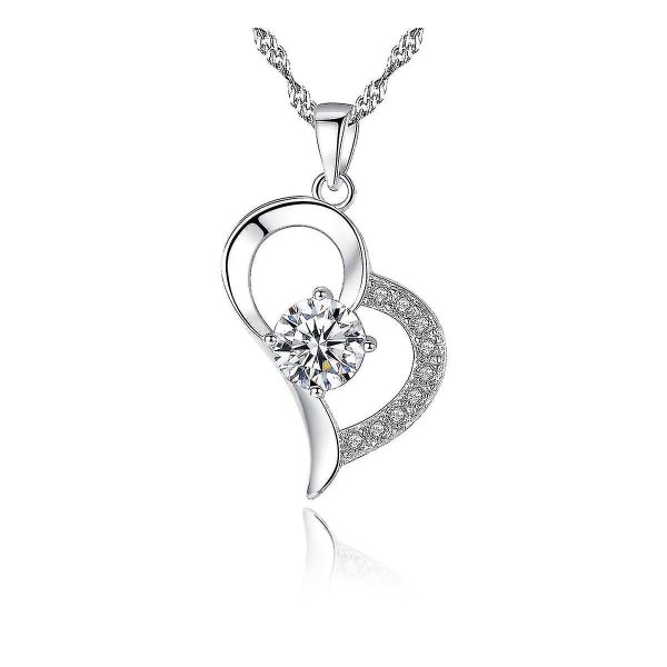 925 Sterling Silver Jewelry Zircon Pendant Necklace 18\