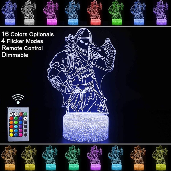 Fornite Battleroyale Night Light Lamps 3d Mood Effect Led Nightlights Nya presenter till fästningsspelälskare Fjärrkontroll & Rgb-färger Display för Ki