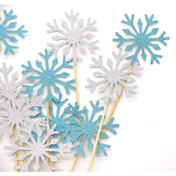 20 Pack Snowflake Cupcake Toppers Snøfnuggdekorasjoner for barn Bursdagsfest Juletemafest Babyshower bryllupskakedekorasjon