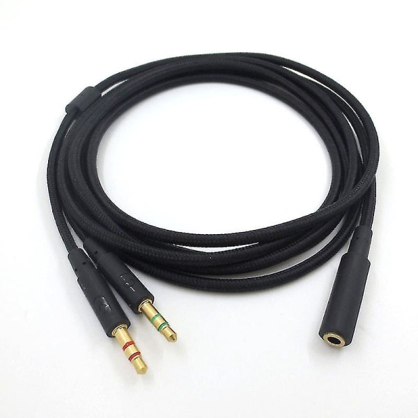 3,5 mm Universal 2 i 1 Gaming Headset Audio-förlängningskabel för Cloud II/Alpha-/Cloud Flight/Core-hörlurar black