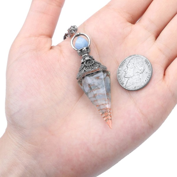 Chakra Krystal Pendulum Sekskantet Reiki Healing Krystal Points Ædelsten Dowsing Pendulum Aquamarine