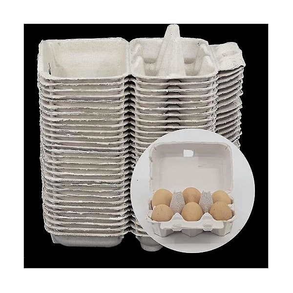 50 Stykker Eggkartonger i Papir For Kyllingegg Massefiberholder Bulk Holder 6 Egg Gårdsmarked
