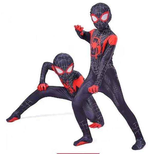 Kids Spiderman Cosplay Kostym Kit Miles Morales Rolig Jumpsuit 11-12 Years