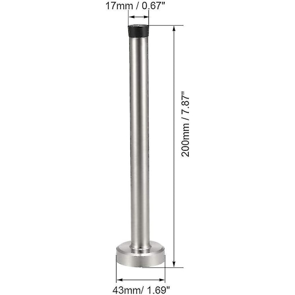 Rustfrit stål dørstopper vægmonteret gummipuffer 200mm høj, heavy duty dørstopper