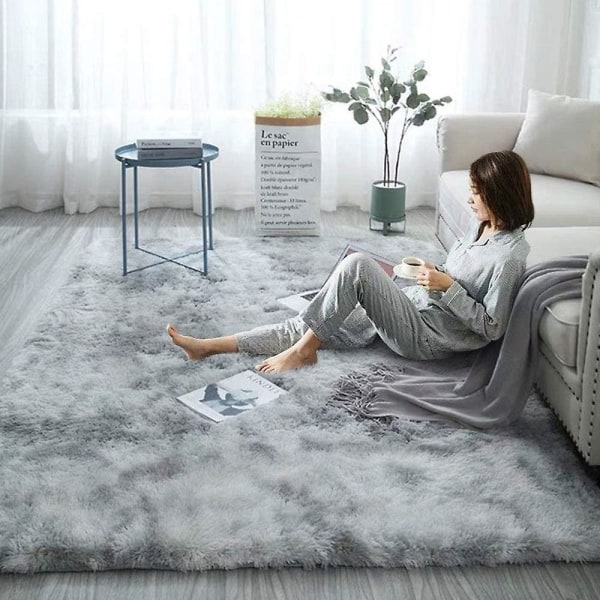 Fluffy Rug, 160 * 120cm Faux Fur Rug, Non-slip Decorative Gradient Rug Floor Mat (light Gray