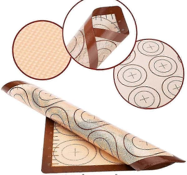 Silikon bakeunderlag sett, 2-pakning non-stick silikonforing for bakeformer og rulling 3 pieces