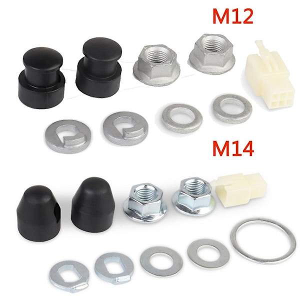Sähköpyörän sähköinen polkupyörän napa moottorin akseli M12 etulukkomutteri / lukko aluslevy / välike / mutterin cover 12 mm