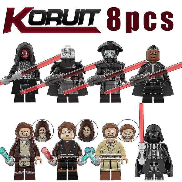 8 stykker Star Wars-serien Karakter Anakin Skywalker Darthmaul Obi-wan Minifigur Samlet mini byggeklods Actionfigurer Legetøj til børnegave