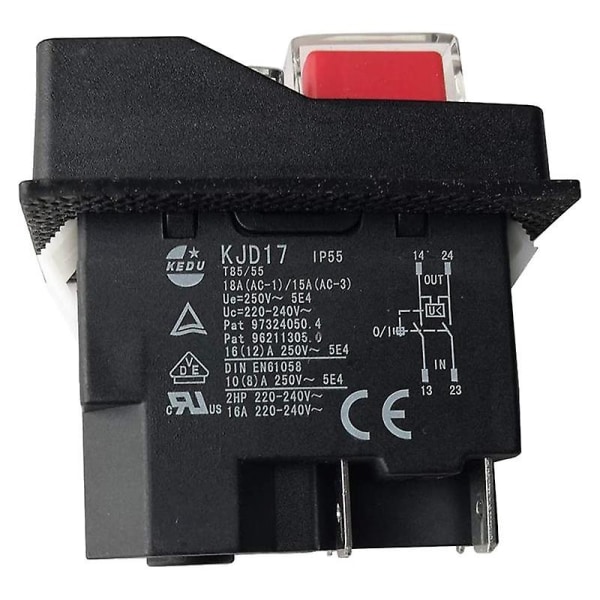 Elektromagnetiska brytare Tryckknappsbrytare för trädgårdsredskap Kjd17 220v 4-stift -terminaler