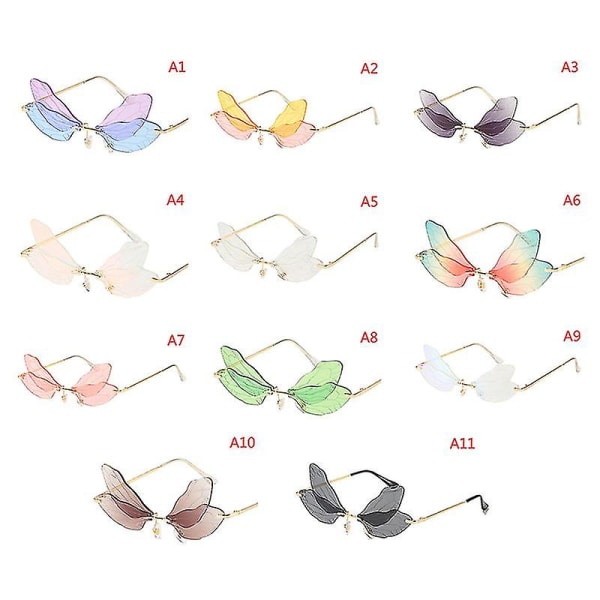 Rimless Dragonfly Wing Solbriller Clear Lens Eyewear Uv400 Anti-refleksjon A4