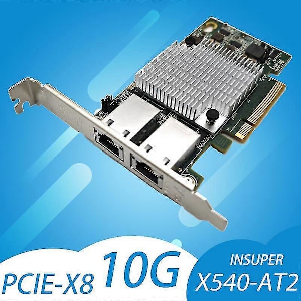 Intel X540-T2 10G piirisarja PCIe x8 Dual Copper RJ45 -portti 10 Gbps Gigabit Ethernet -verkkokortti Yhteensopiva PCIE-x8 PCIE-X16 PC-työpöydän WiFi-sovittimen kanssa