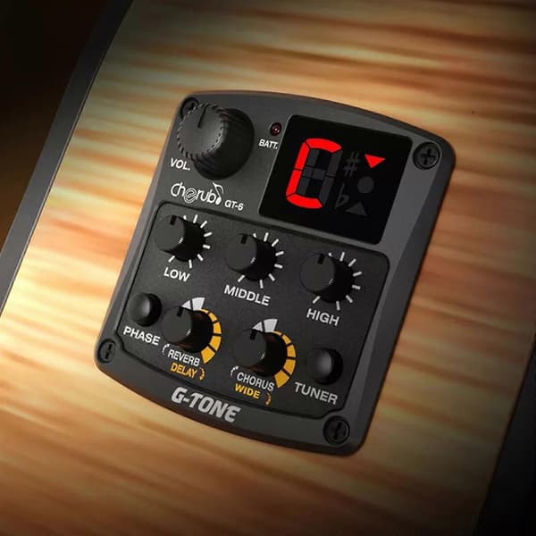 3-bands förförstärkare, equalizer, reverb, delay, chorus, wide, Cherub akustisk gitarr pickup js