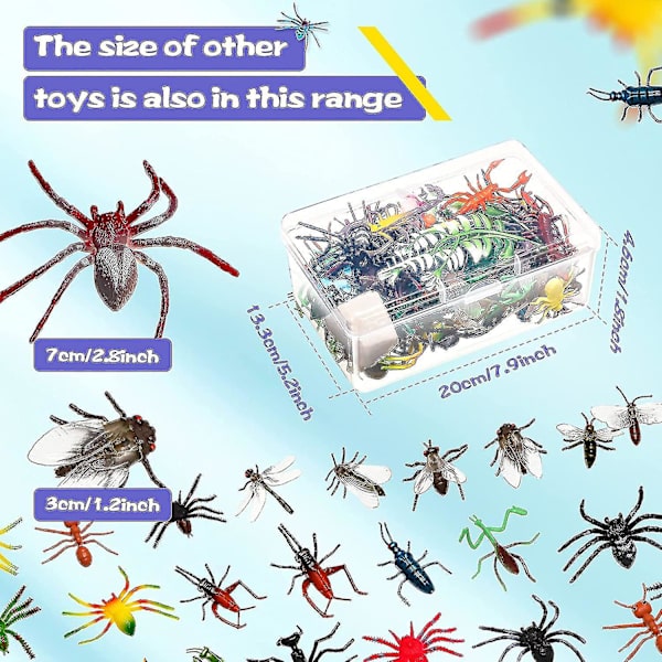 75 delar leksaksfigurer med insekter, blandade leksaksfigurer med insekter, realistiska insektsleksaker, slumpmässiga plastfigurer med insekter, leksaksfigurer med insekter med förvaringslåda för barn