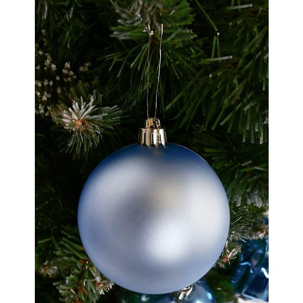 Blå julekuler, plastsett, 8 cm julepynt, 9 stk. Blå