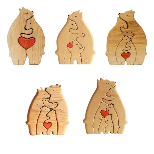 2023 Wooden Bears Familiepuslespill Gave til Familie Personlig Bear Familie Tre Art Puslespill, Gave til Familie