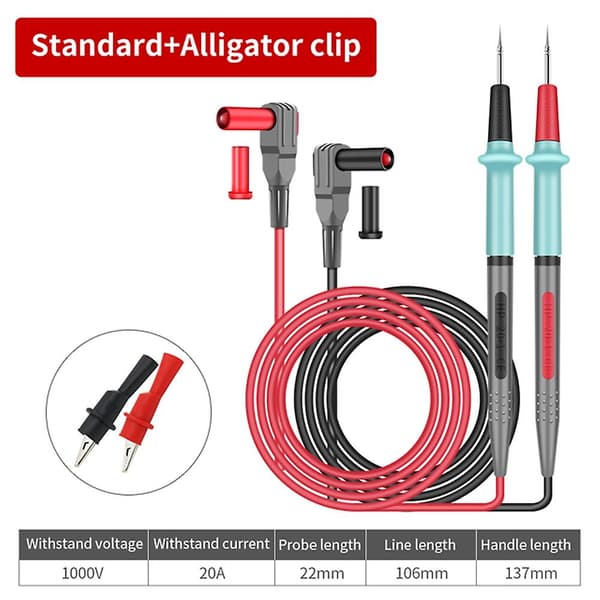 1000V Universal Multimeter Testledninger Blød Silikonkabel Tråd til Digital Multi Meter Nålespids M