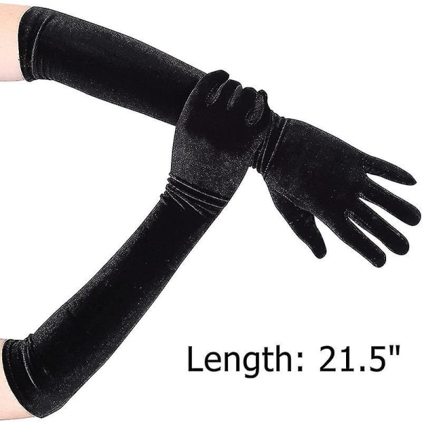 4-farver Klassisk Voksen Sort Bourgogne Velvet Opera/albue Stretch Finger Lang Kvinder Bryllupskjole Handsker Matchende kostume Black