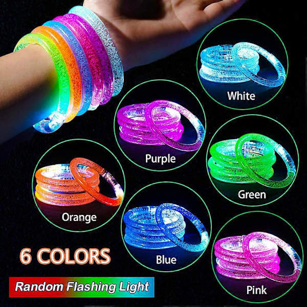 10/15/30/50 stk. LED Armbånd Selvlysende Armring Lysende Armbånd Selvlysende Festartikler Neon Armbånd for Barn Voksne Mixed Colors 30Pcs
