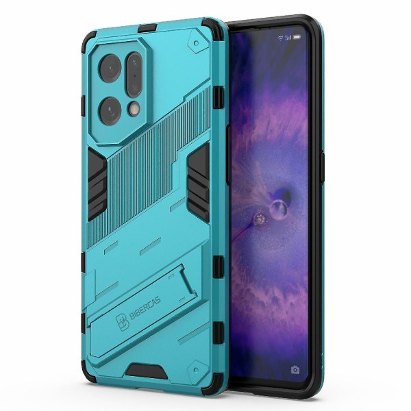 För Oppo Find X5 Välskyddad anti-scratch Hård PC + Soft Tpu Phone case Kickstand Cover - Svart Baby Blue