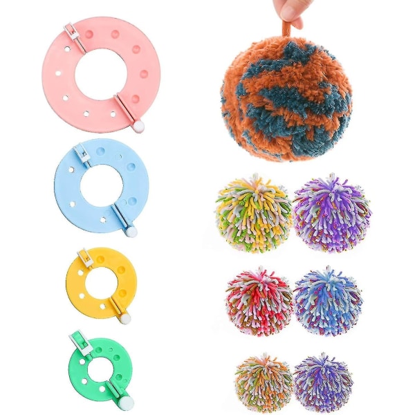 8 stk Pompom Maker 4 Størrelser Pom Pom Maker Craft Fluff Ball Weaver Kit Pom Pom Maker Pom Pom Mal Fluff Ball DIY Needle Craft Tool Kit For Kids Adul