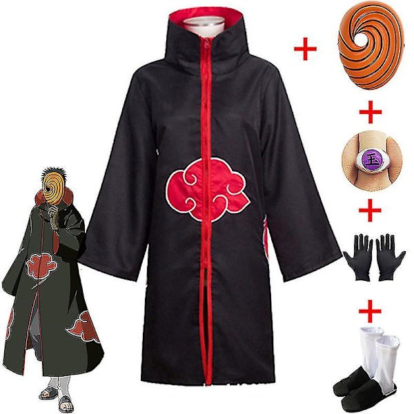 Tobi Cosplay Kostym för Pojkar Obito Mask Karneval Halloween Kostym för Barn Vuxen Passar för Höjd 135cm-185cm 1 155