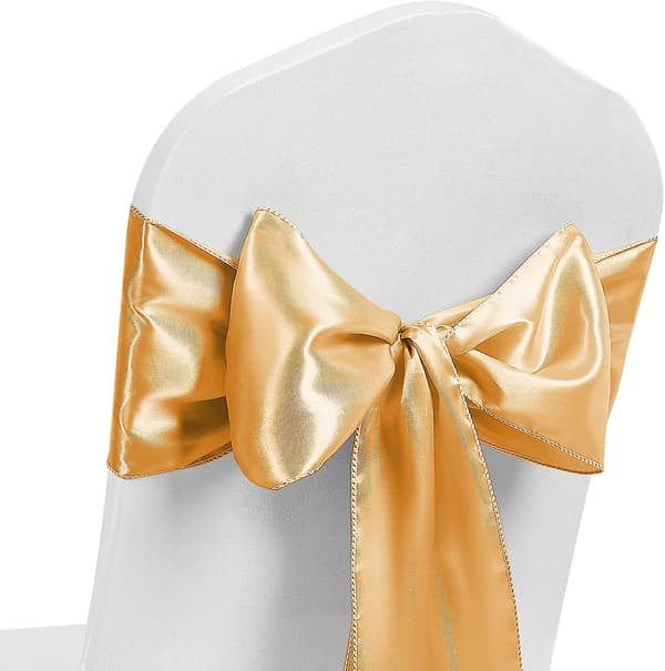 Satin Stolebånd, Sløjfebånd Bryllupsreceptionsopsætning (guld)