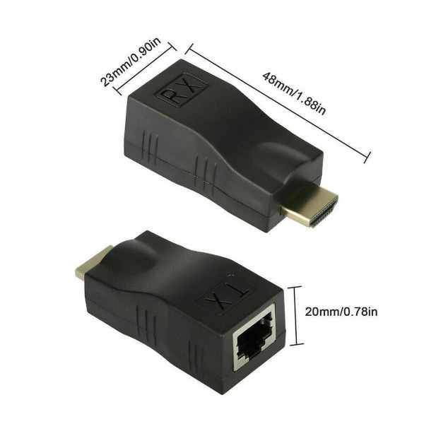 Hdmi Extender Hdmi To Rj45 Over Cat 5e/6 Network Lan Ethernet Adapter 4k 1080p Uusi