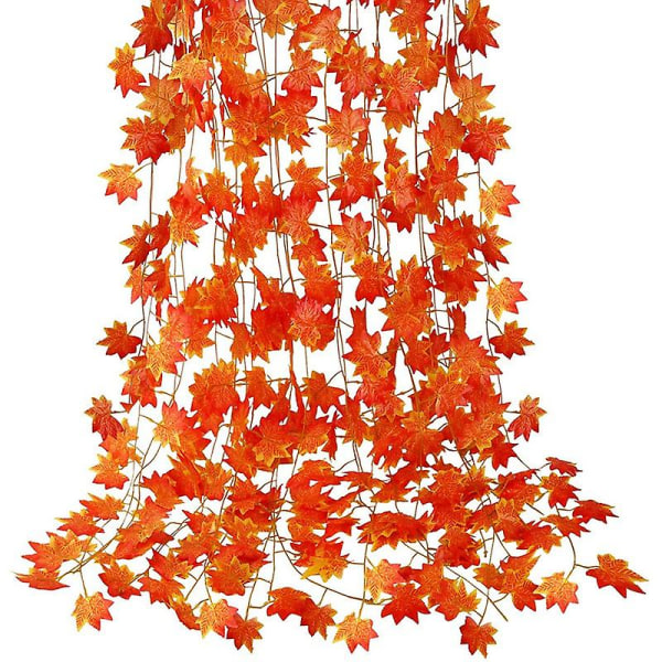12 pakker kunstige efterårsblade krans hængende vinstokke Thanksgiving dekoration til familiebryllup