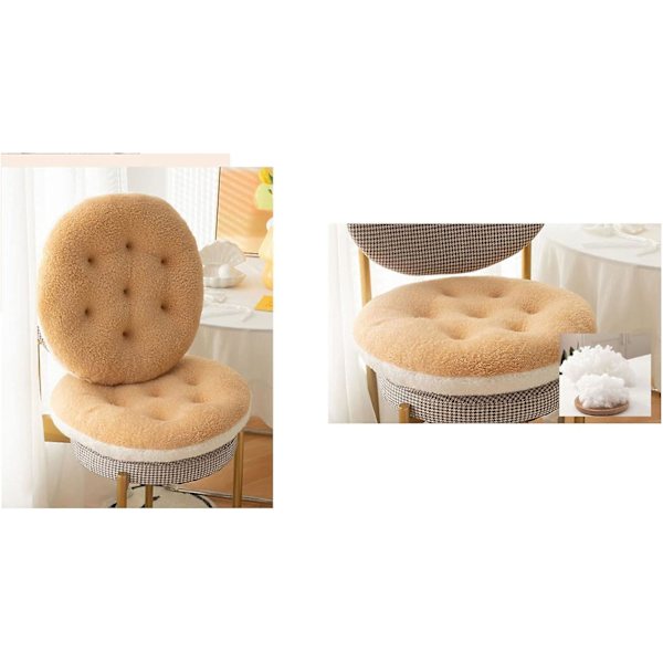 (Hvit Rund, 40*40CM) Firkantede og Runde Stolputer Sittepute Plysjputer Myke Fluffy Tykke Lammeulls Sittepute Hjemmekontor Stolpute