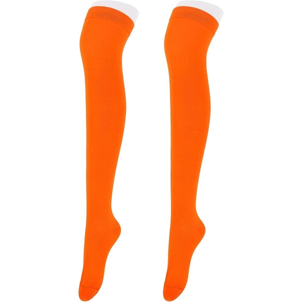 Lårhøye Strømper for Kvinner Over Kneet Strømper Stripete Knehøye Strømper Strømper Orange Orange