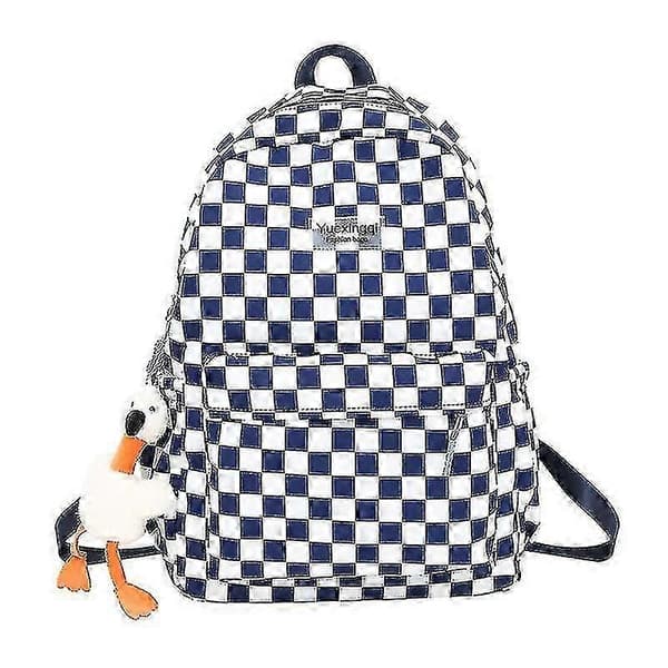 Ternet Plaid Rygsæk Skole Mænd Og Kvinder blue