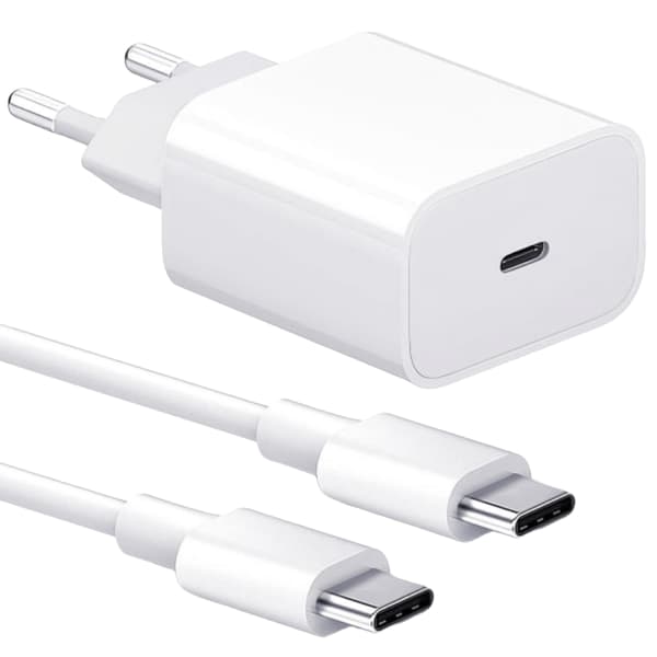 Samsung-laddare - 20W snabbladdare USB-C - Adapter + 2 m kabel Vit 2-Pack Samsung (sv)