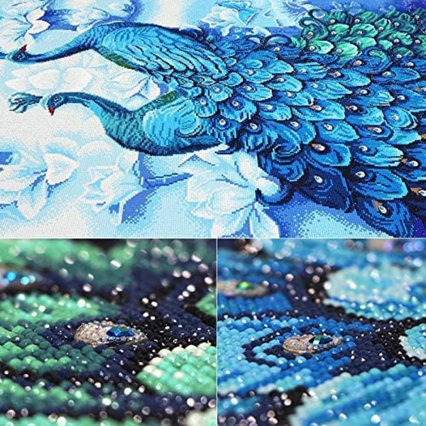 DIY 5D diamantmålning Påfågelmönster självhäftande bild Handgjord med digitala set korsstygn väggdekor (50 x 80 cm),
