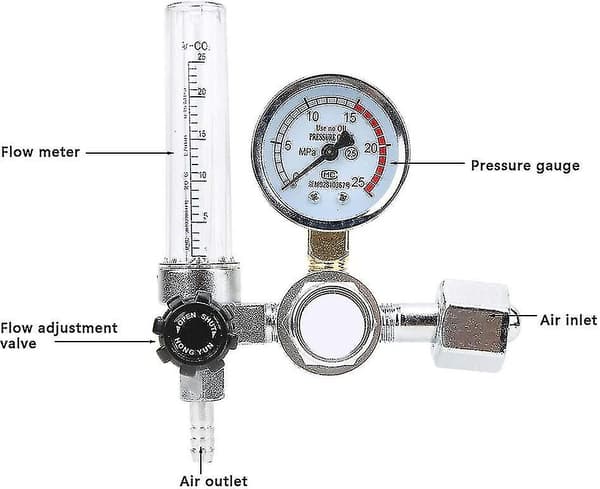 Flödesmätare Regulator - CO2-MIG-TIG, CO2 Tryckmätare, Argon CO2 Flödesmätare Regulator Tryckmätare Svetsdelar