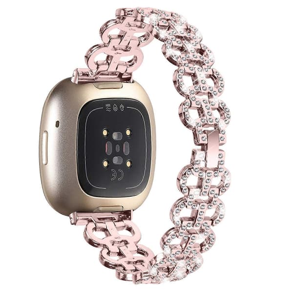 Fitbit Versa 3/Sense -älykellon ranneke, metalliseos, strassikivillä