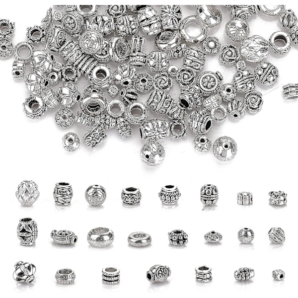 100 g distanspärlor metallpärlor pärlhattar silver tibetanska distanspärlor distanspärlor för armband halsband DIY smyckestillverkning