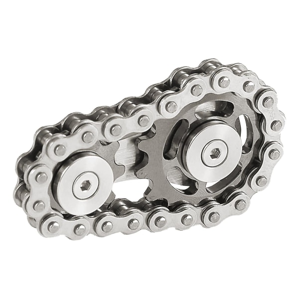 Bike Chain Gear Fidget Spinner Metal Spinner - Ruostumattomasta teräksestä valmistettu uutuuslelu stress relief ja käsien lujuuteen silverblack
