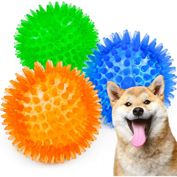 Små apportbollar för hundar Gummi Ljusa färger Valpleksaker Hundleksaksbollar Hundpipande leksaker Spike Ball Hundtuggleksaker för små set of 3