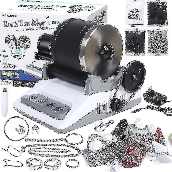 Willkey Professional Rock Tumbler Kit Rock Polermaskin For Barn og Voksne Elektronisk Rock Tumbler Kit med poleringsmaskin, poleringskorn og rulle