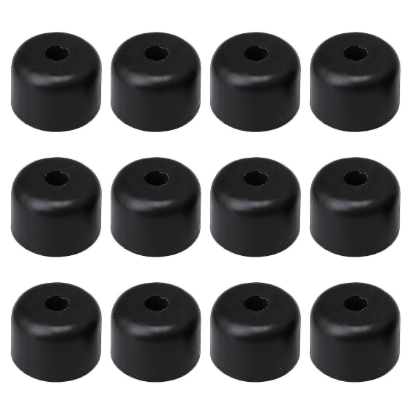 12 X runda svarta plastmöbelfötter 50 mm dia för skrivbordsstol Sängben - Snngv