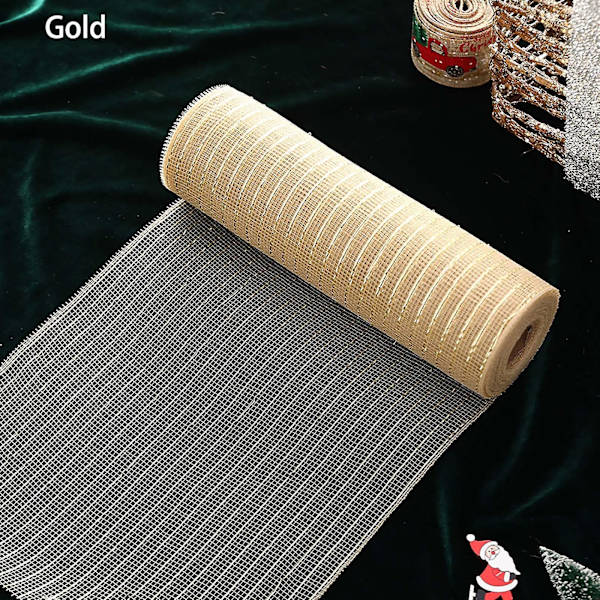 Juleferie Dekorationer På Udsalg Og Udsalg Jule Mesh Bånd Dekoration Metal Mesh Metal Folie Hvide Guld Mesh Rulle Til Diy Jul Pr